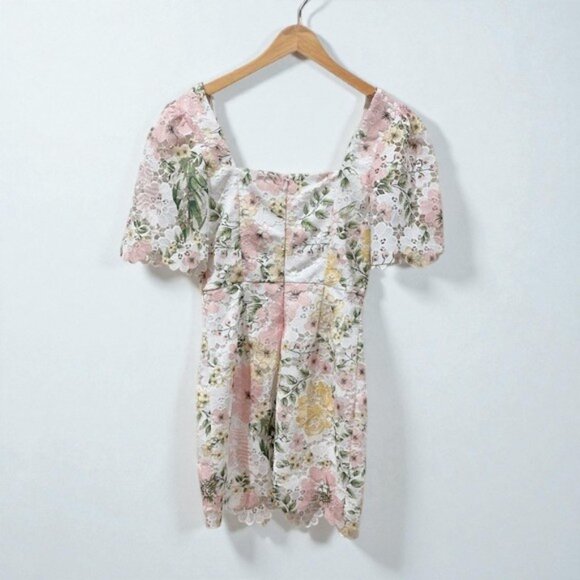 NWOT Arose Studio Deanna Short Sleeve Square Neck Spring Floral Mini Dress - Picture 7 of 9
